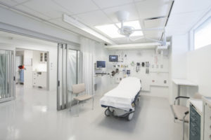 Empty operating room in a hospital Interior of an operating room in clinic with modern medical equipment